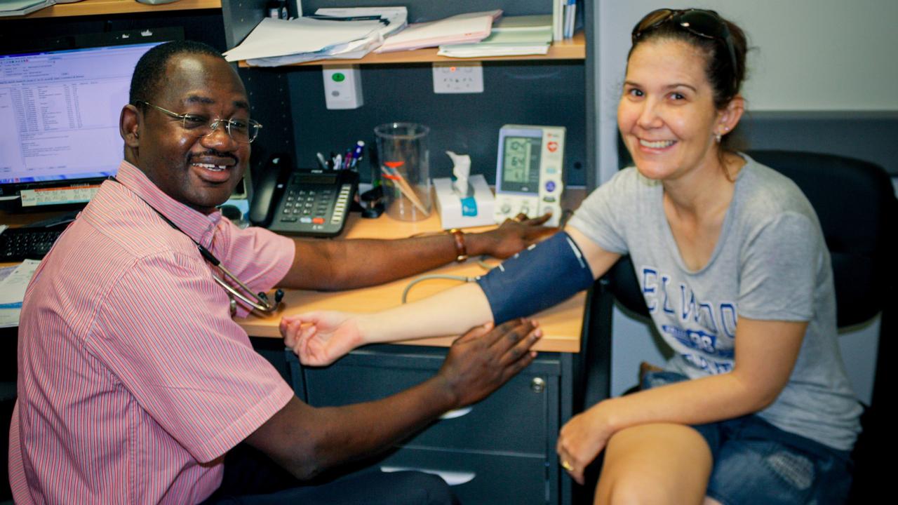 Dysart Medical Centre Dr Sunday Adebiyi with patient Petrina Gifford.