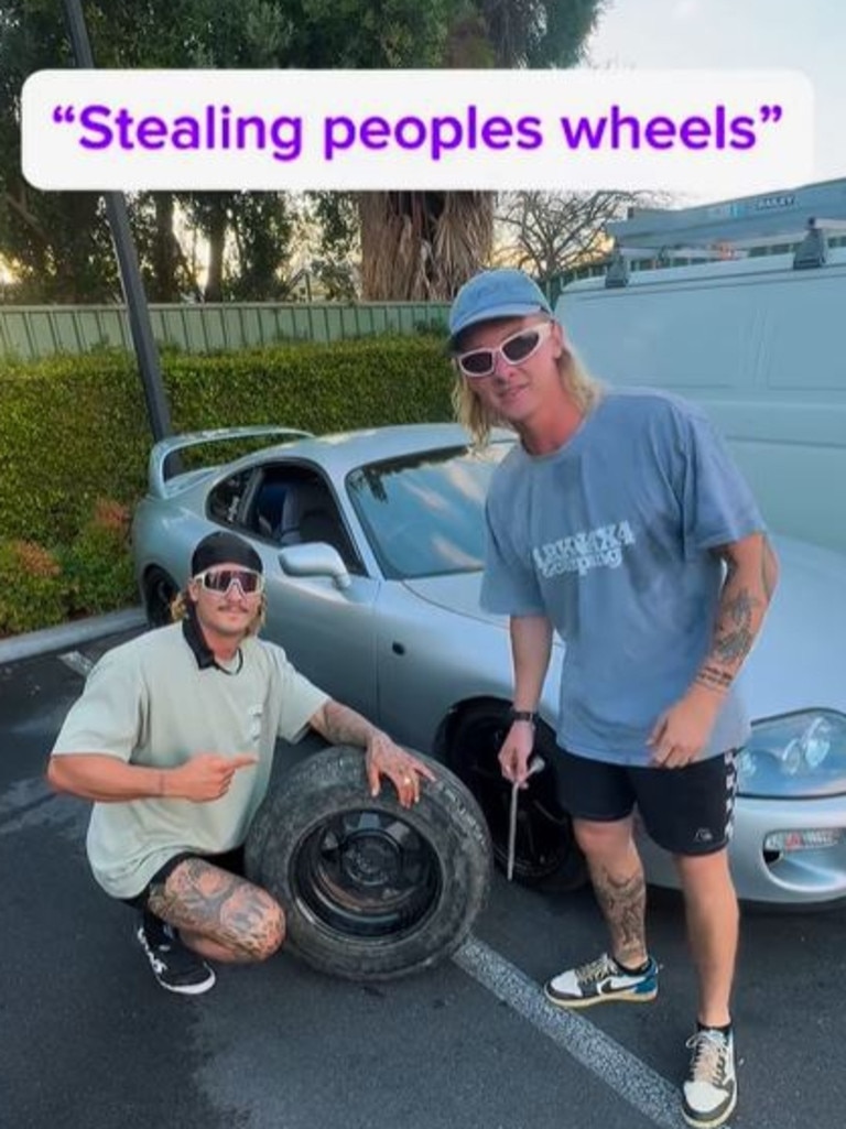 Their pranks include pretending to steal people’s car tires. Picture: @those_fellasss