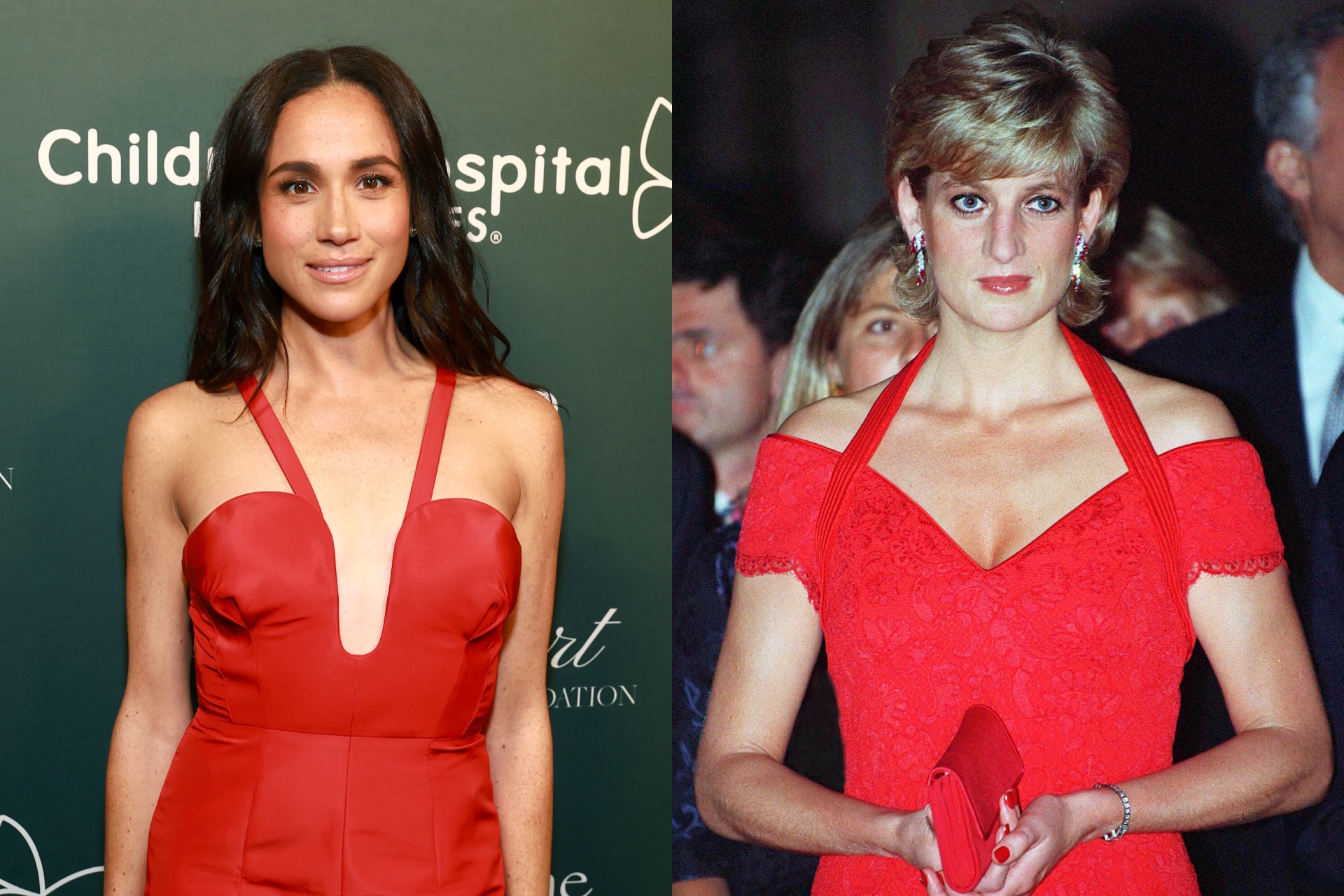 <h2>Meghan Markle (2024) and Princess Diana (1995)</h2><p>Both Meghan Markle and Princess Diana understood the power of the red dress, particularly when it came to bringing awareness to important causes. Back in 1995, Princess Diana attended a dinner hosted by the Association For The Struggle Against Infant Paralysis which no doubt drew attention to its cause. Nearly thirty years later, Markle attended the Children's Hospital Los Angeles Gala 2024 in a strikingly similar look.</p>