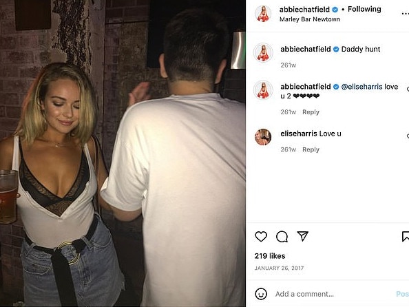 The old photo showed the podcast host in a bar in Sydney’s Newtown. Picture: Instagram/AbbieChatfield