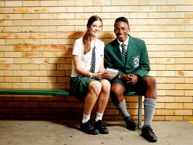 Cavendish State High School students Jess Coppard and Prosper Musukuma, both 16. Pic: Claudia Baxter