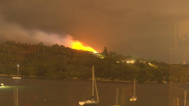 The fire could be seen from Manly. Picture: Peter Hutchins