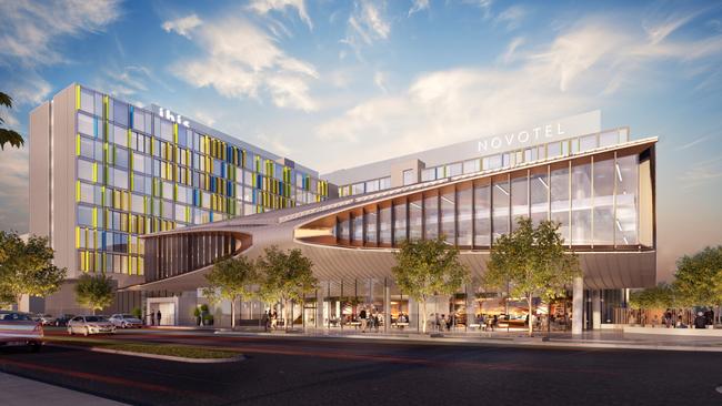 An artist's impression of the new dual-branded Novotel and ibis Styles’ hotel, located steps from Terminal 4 at Melbourne Airport.