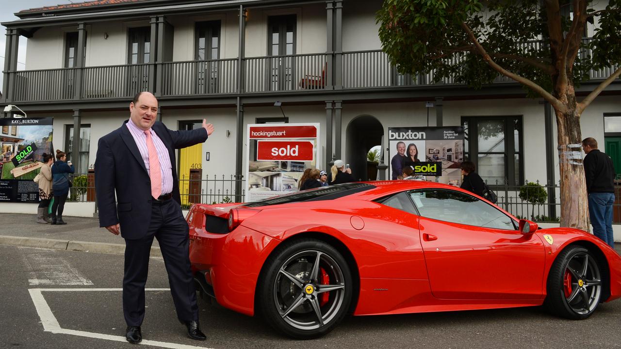 2012: Danny Wallis buys one of the South Melbourne houses for 1.4m from The Block reality TV show. Wallis and his Ferrari are parked outside the house renovated by the Mike and Andrew Jones.