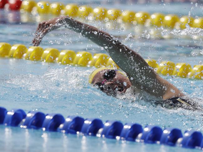 Chloe Esposito of Australia competes in the swimming portion of the women’s modern pentathlon.