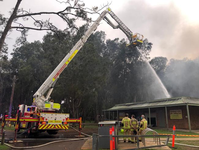 The fire at the Narrabeen Lakes Sailing Club and Jamieson Park Paddle, at Jamieson Park. Picture: NSW Fire and Rescue