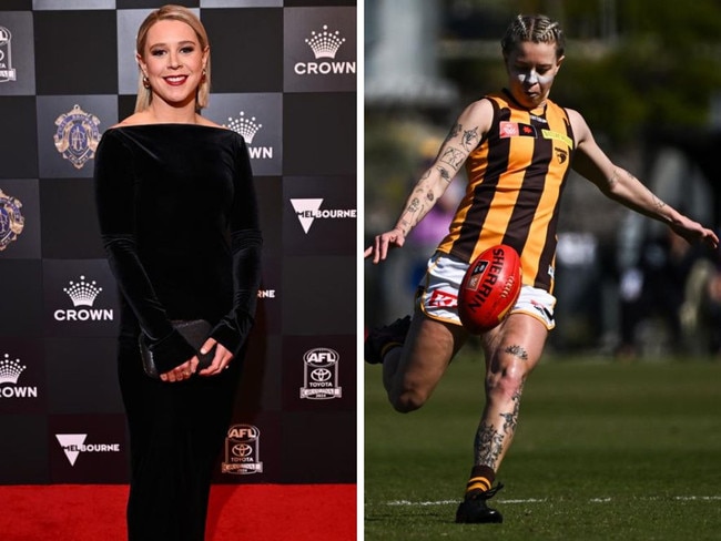 Kate McCarthy, seen here on and off the field, wasn’t thrilled with the display. Photos: Getty Images