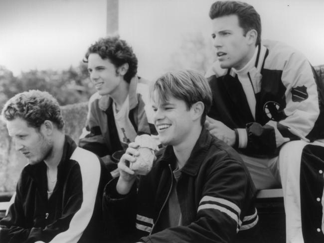 Casey Affleck in a scene from Good Will Hunting with Cole Hauser, Matt Damon and Ben Affleck.