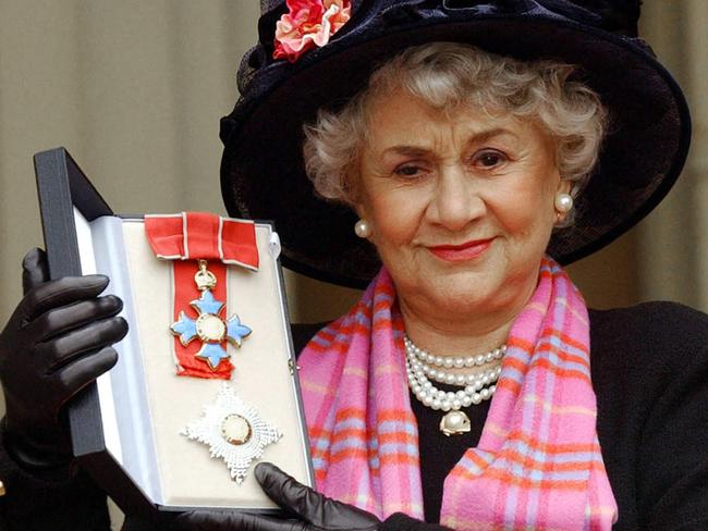 Joan Plowright after being made a Dame in 2004. Picture: AFP