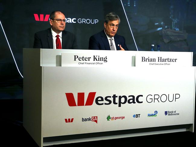 04/11/2019. Westpac CFO Peter King and CEO Brian Hartzer hand down the bank's full year profit results. Jane Dempster/The Australian