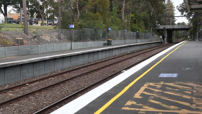 There is minimal shelter and lighting on the eastern side of Heathmont railway station. Picture: James Ross.