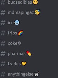 Examples of drug sales on Discord. Picture: Supplied