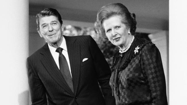 The last great conservative era was the 1980s. Ronald Reagan and Margaret Thatcher, pictured, led self-confident conservative governments. Picture: AP