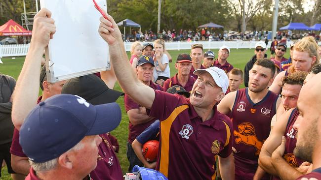 Chad Owens coaching Palm Beach Currumbin in 2018. Picture: Albert Perez/AFL Media