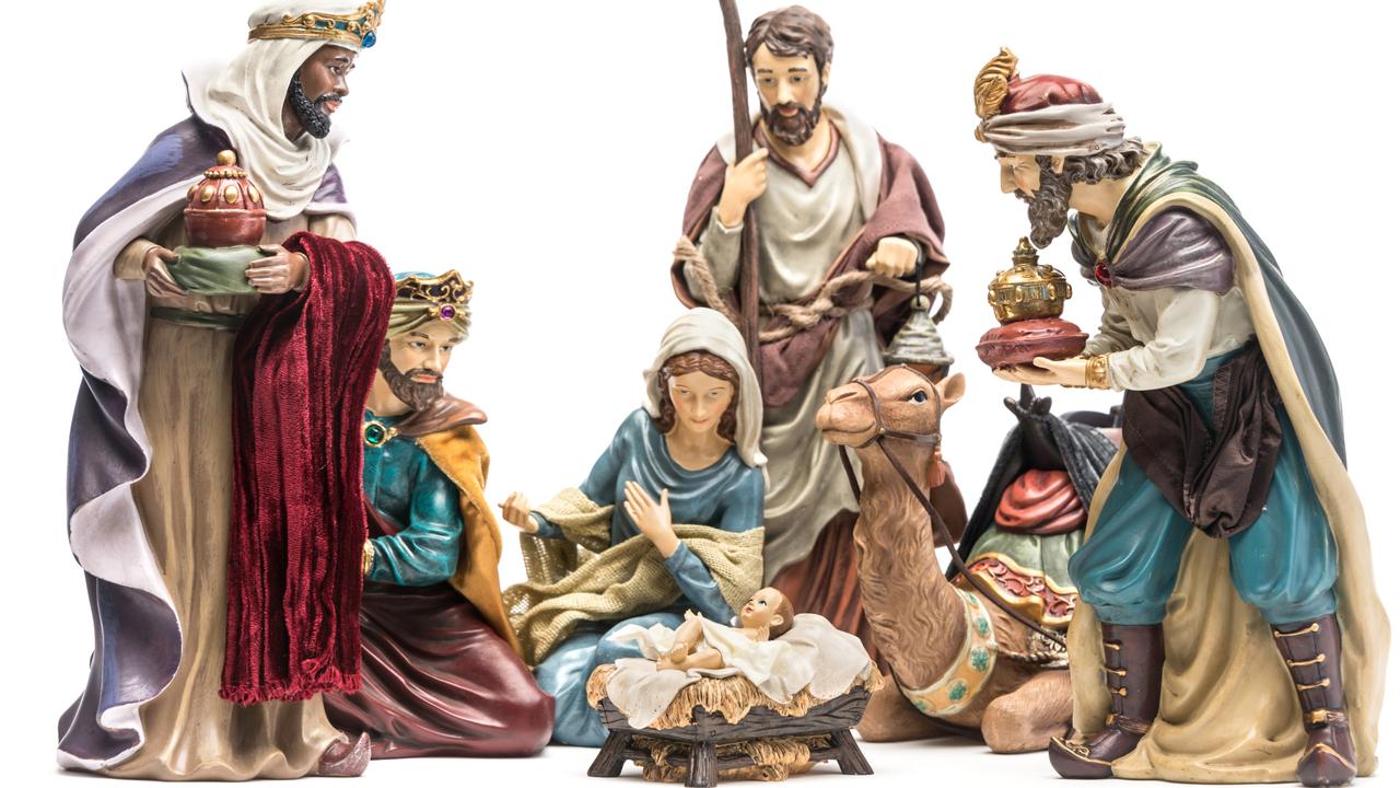 A nativity scene including Mary, Joseph, baby Jesus and the Three Wise Men.