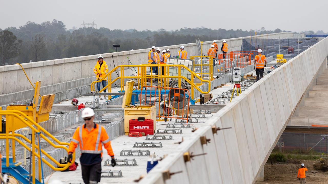 Work continues on the viaduct at Luddenham which is being built as part of the multibillion-dollar Sydney Metro - Western Sydney Airport railway line project.