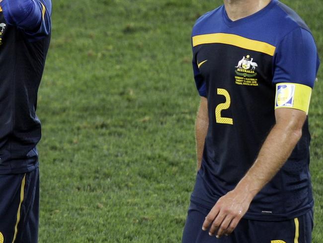 The jerseys sum up Australia’s 2010 World Cup campaign. Picture: AP