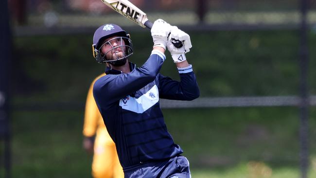 VSDCA cricket: Kew v Endeavour Hills at Victoria Park, Kew. 21st November. Matthew Brown of Kew batting.Picture : George Sal