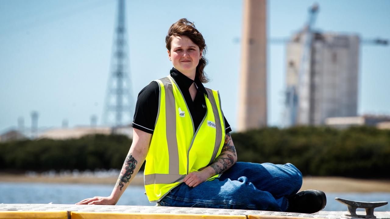 Michaela Crouwkamp, a second year fitter and turner apprentice with Nyrstar, in Port Pirie. Picture Matt Turner.