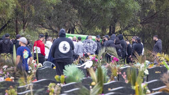 Mourners and police at the funeral of Omar Zahed. Picture: The Australian