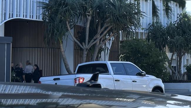 Police outside the Bela building in Mermaid Beach. Picture: Supplied