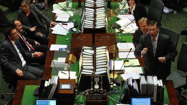 Premier Denis Napthine in parliament. Picture: Andrew Batsch