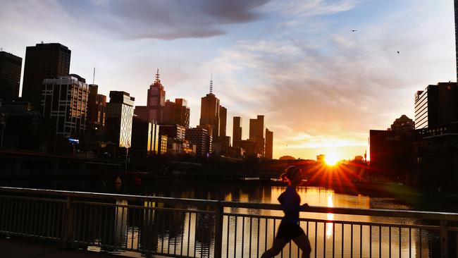 Melbourne this morning as stage four lockdown continues. Picture: David Crosling