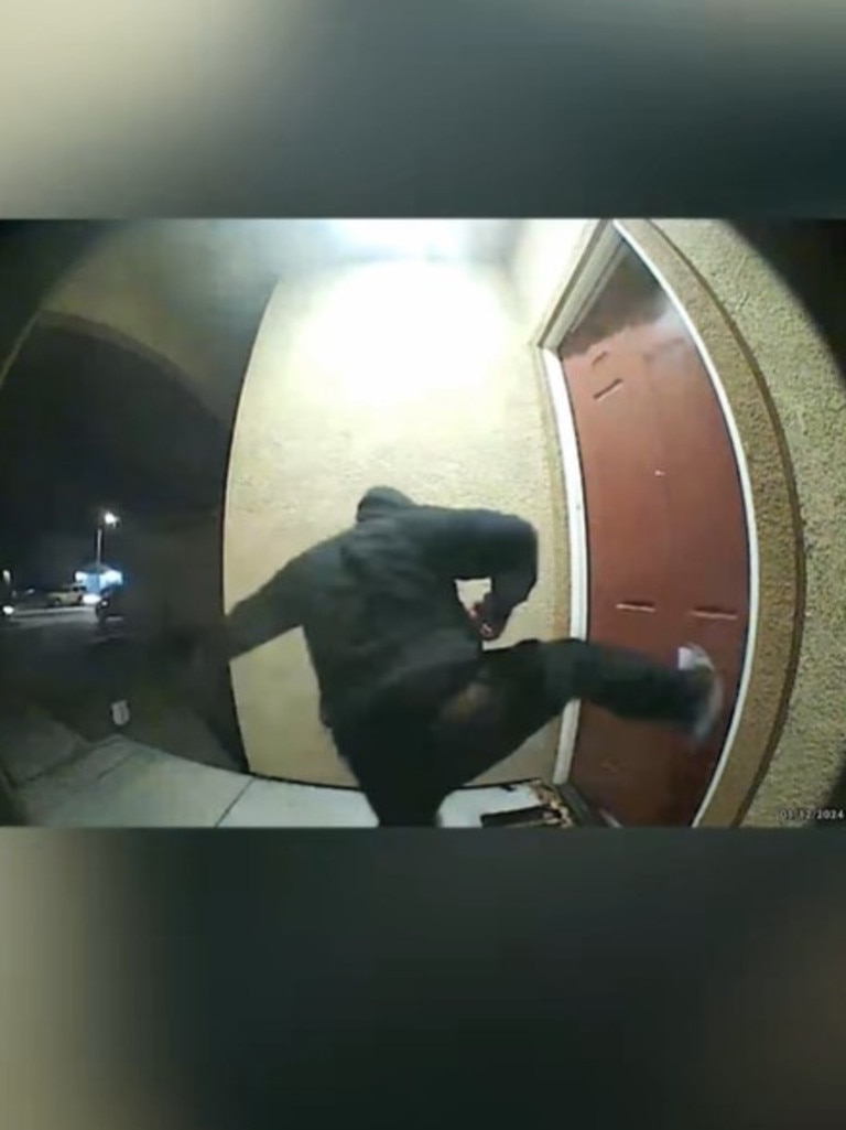 The TikTok door-kicking trend has surged in recent months. Picture: TikTok/@doorbellnews