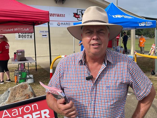 Thuringowa incumbent Labor MP Aaron Harper at the Greenwood Park Sporting Complex on the first morning of prepolling.