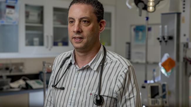 Gold Coast Private Hospital doctors are crying out to patients to get themselves treated. Fears of COVID-19 are still keeping people away. Dr Anthony Padowitz in the emergency ward. Picture: Jerad Williams