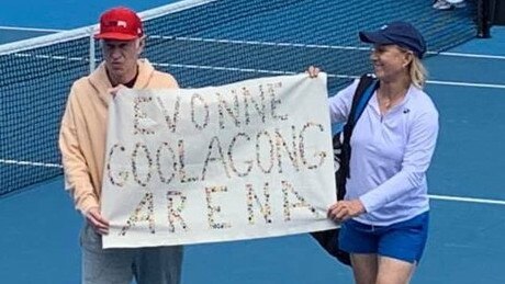 John McEnroe and Martina Navratilova apologised for their protest at Melbourne Park. Picture: Twitter