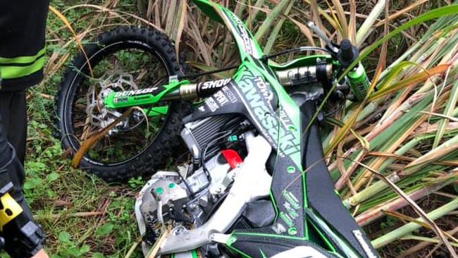 KAWASAKI BIKE: The 2020 KX250 motorbike stolen in a ram-raid from Mackay Kawasaki on Wednesday morning was found in a cane field at Farleigh.