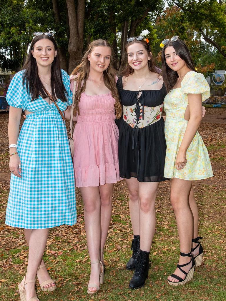 Shani Donpon, Kirsten Greer, Kelly McCullough and Charleigh Lunt. Festival of Food and Wine, Queens Park, Toowoomba Carnival of Flowers. Saturday September 10, 2022 Picture: Bev Lacey