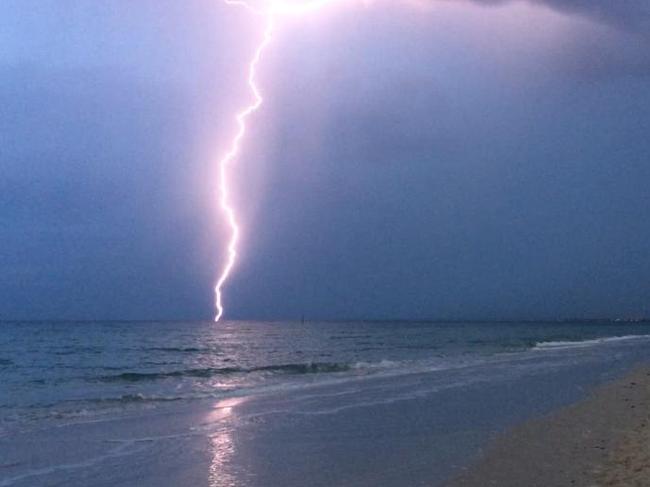 Ms Bauer shortly followed with a picture of this lightning bolt, and said she promptly left the beach afterwards. Picture: Facebook.