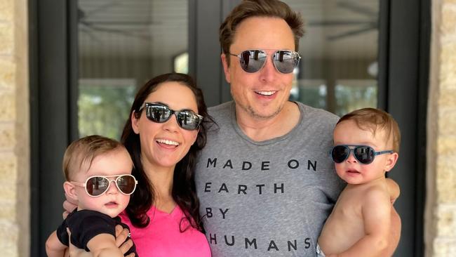 Musk with Shivon Zilis and their twins. Picture: via The Times