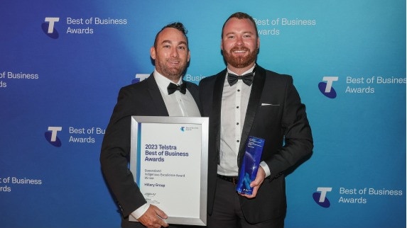 Brothers Luke and Liam Hillery of the Hillery Group have won the Indigenous Excellence award at the 2023 Telstra Best of Business Awards. Picture: Facebook