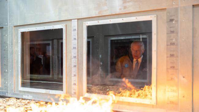 His Majesty King Charles III visits the National Bushfire Behaviour Research Laboratory. Picture NewsWire / Ben Appleton