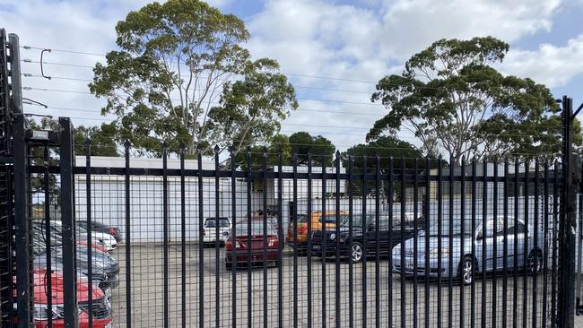 The Blair Athol car yard where a brawl involving at least 11 members of the Descendants bikie gang occurred on Tuesday June 2. Picture: Gabriel Polychronis