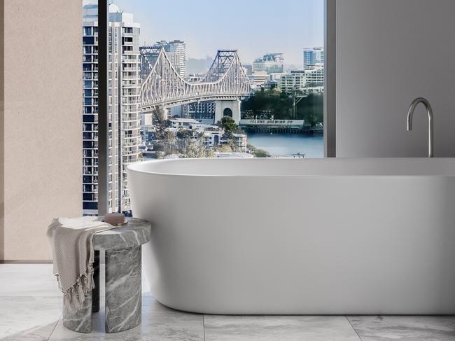 Artist's render of an ensuite in River House in Kangaroo Point - a $100m development with 14 full-floor residences. Picture: Supplied.