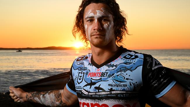 Nicho Hynes in Cronulla’s Indigenous jersey.