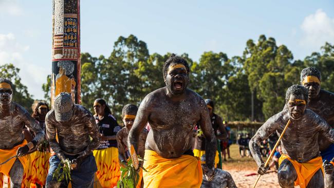 Gurrmuy homeland dance at day one of Garma Festival on Friday August 2023. Picture: Pema Tamang Pakhrin