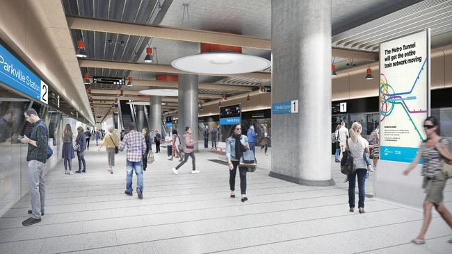 An artist’s impression of the new stations fitted with the platform doors. Picture: Supplied