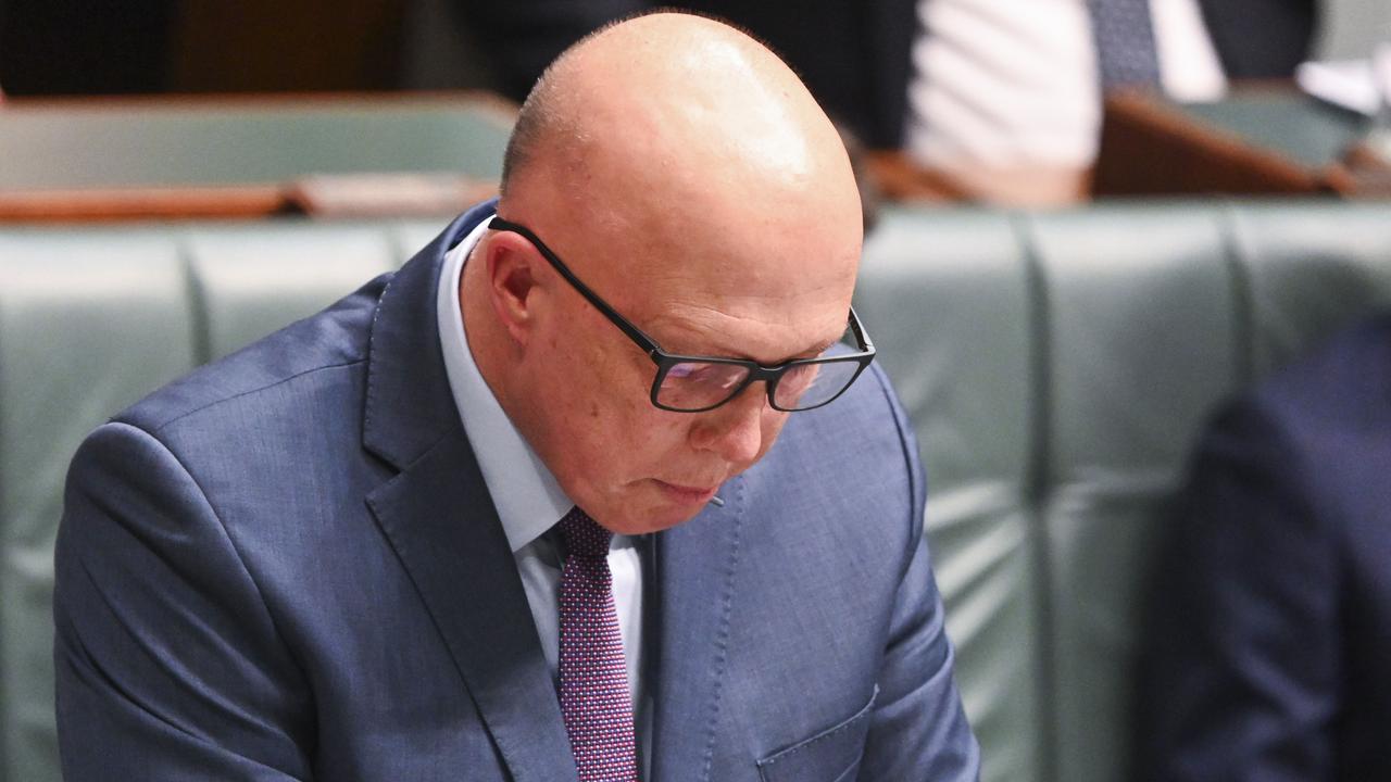 Opposition Leader Peter Dutton read the letter in parliament to preserve it in the Hansard record. Picture: NCA NewsWire / Martin Ollman