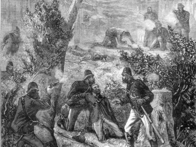 A depiction of the capture of Moonlite by police near Wagga Wagga. Picture: State Library of Victoria