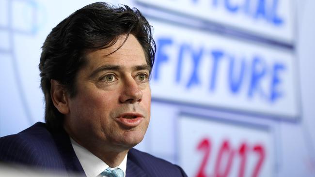 AFL CEO Gillon McLachlan believes the controversy over the Gabba turf will not force a Brisbane Lions home game to be moved from the ground. (Photo by Michael Willson/AFL Media/Getty Images)