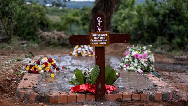 The grave of Olympian Rebecca Cheptegei is pictured after her burial in Bukwo. Photo by BADRU KATUMBA / AFP)