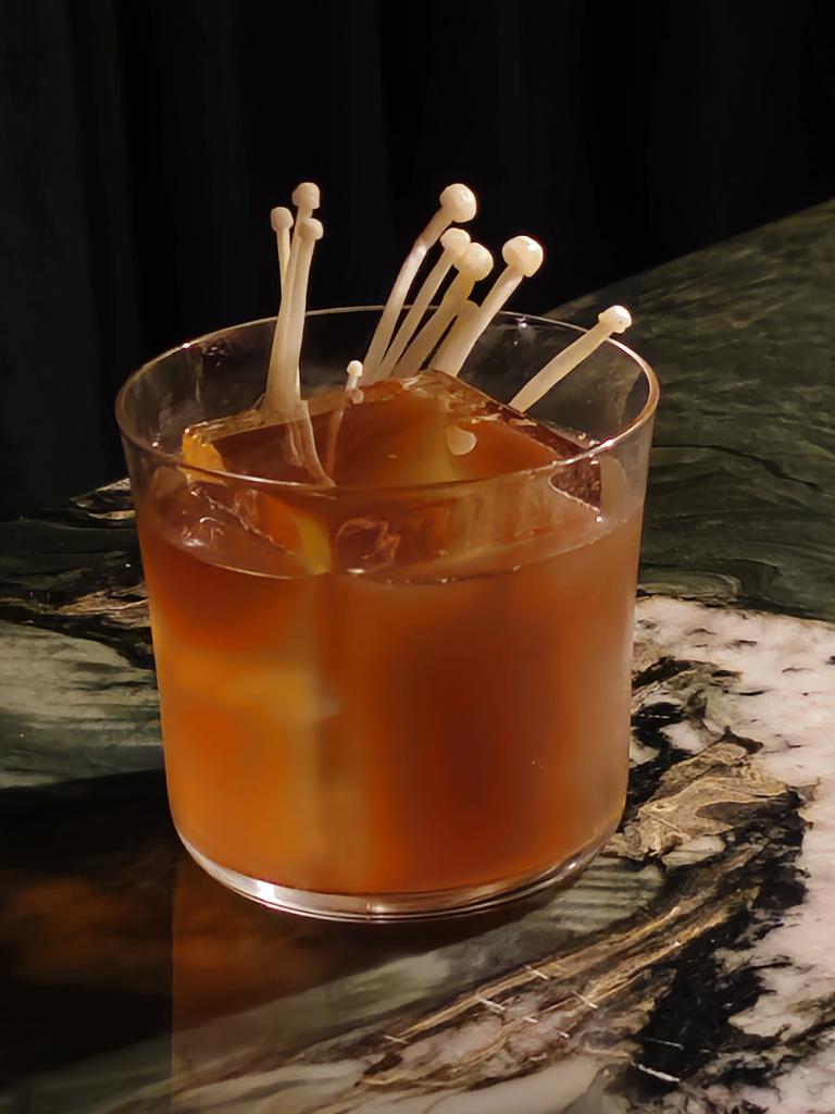 Mushroom &amp; walnut old fashioned, Picture: Supplied