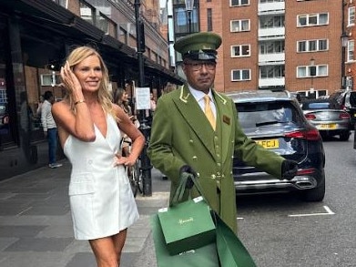 Sonia Kruger spotted leaving Harrods in London for the launch of her product Three Warriors. Picture: Supplied