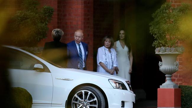 Deputy Opposition Leader Tanya Plibersek is greeted at Raheen by Anthony Pratt, his mother Jeanne and wife Claudine Revere. 