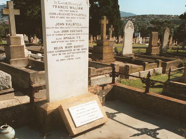 The grave of heiress Helen Harvey. According to her will, Martin Bryant is to be buried with her.